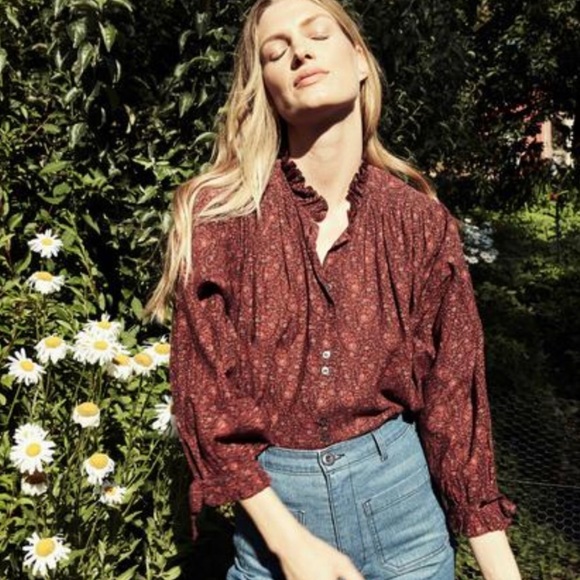 Doen Tops - Doen Rose Top in Aubergine Prarie Paisley